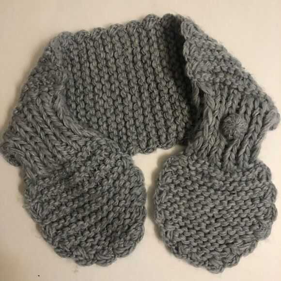 Gray Cable Knit Headband hat adjustable single button - Picture 2 of 4